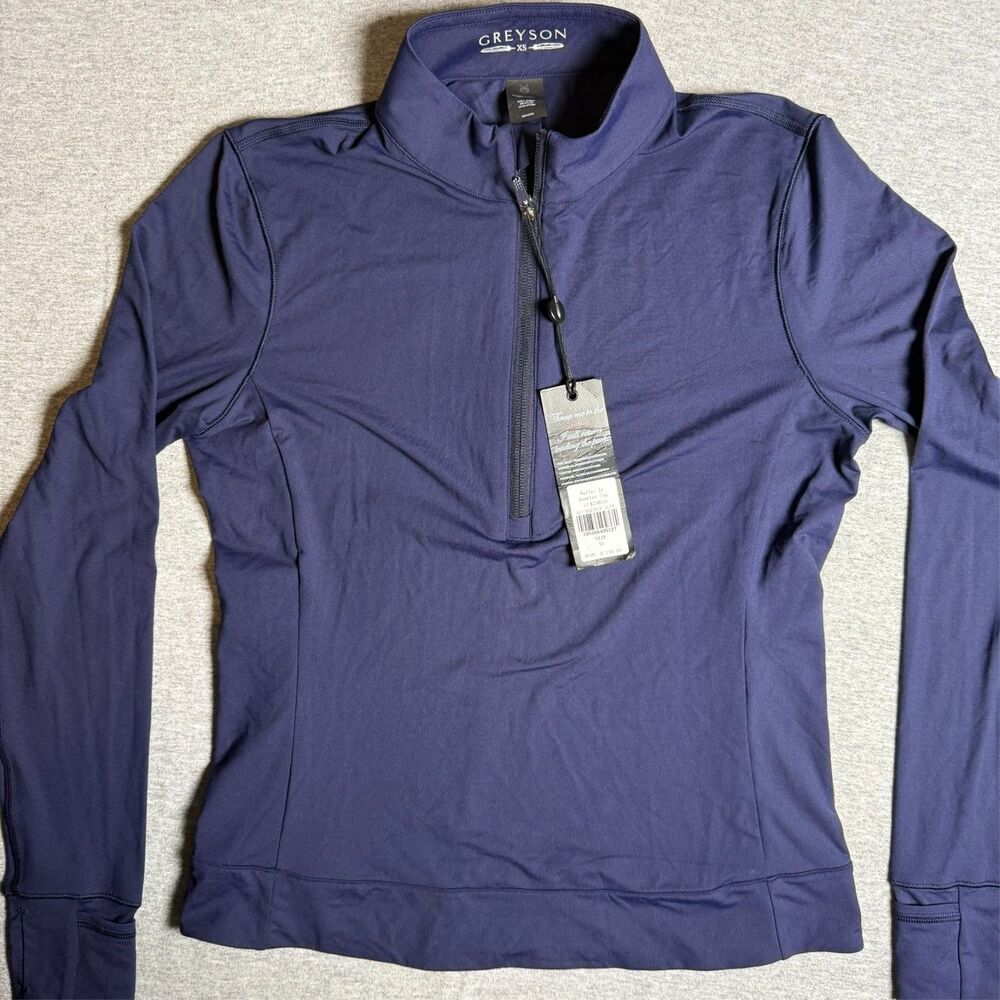 Greyson Halley Golf Pullover 1/4 Zip Maltese Blue Nylon Stretch Women's XS